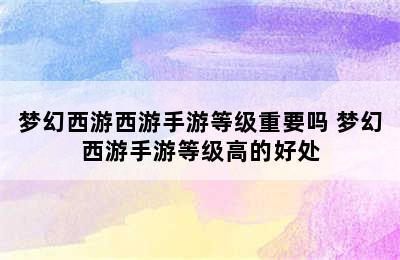 梦幻西游西游手游等级重要吗 梦幻西游手游等级高的好处